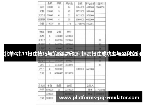 北单4串11投注技巧与策略解析如何提高投注成功率与盈利空间 北单4串11投注技巧与策略解析如何提高投注成功率与盈利空间