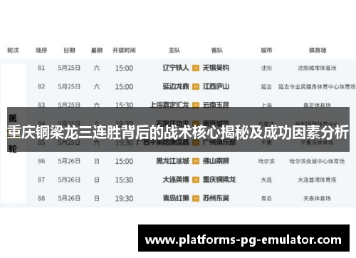 重庆铜梁龙三连胜背后的战术核心揭秘及成功因素分析